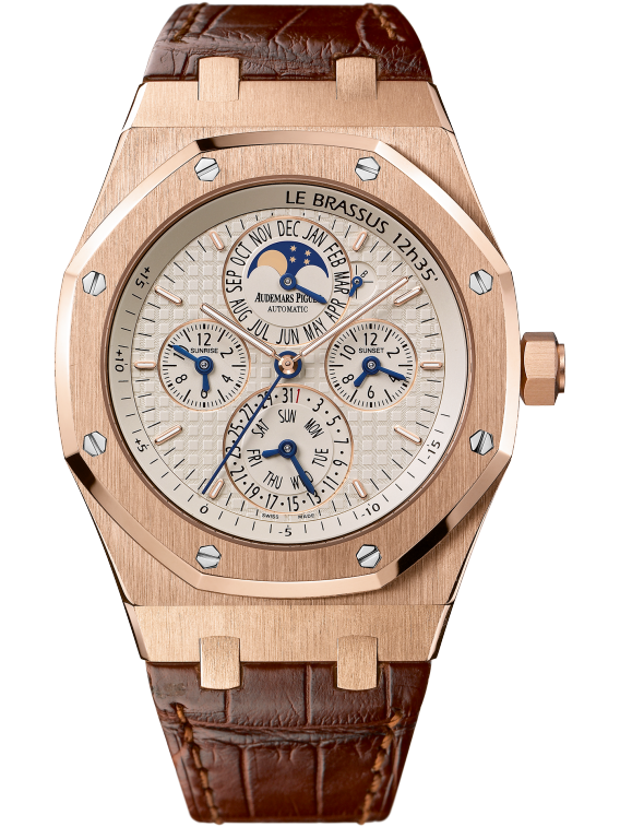 Royal Oak Equation of Time 42MM Brown Alligator Strap Silver-Toned Dial With Grande Tapisserie Pattern 18-Carat Pink Gold Case