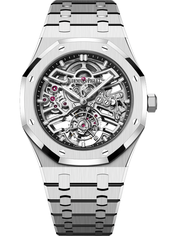 Royal Oak Selfwinding Flying Tourbillon Openworked 50th Anniversary 41MM Stainless Steel Bracelet Rhodium-Toned Openworked Dial Stainless Steel Case