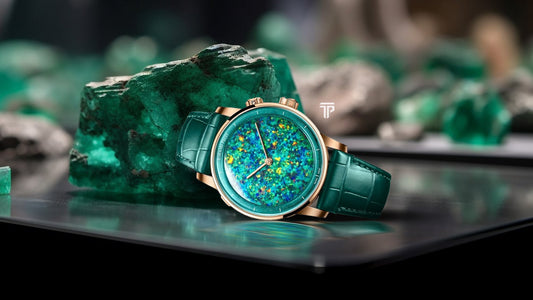 Audemars Piguet Code 11.59 Opal Dial timepiece featuring green bezel and harlequin opal stone