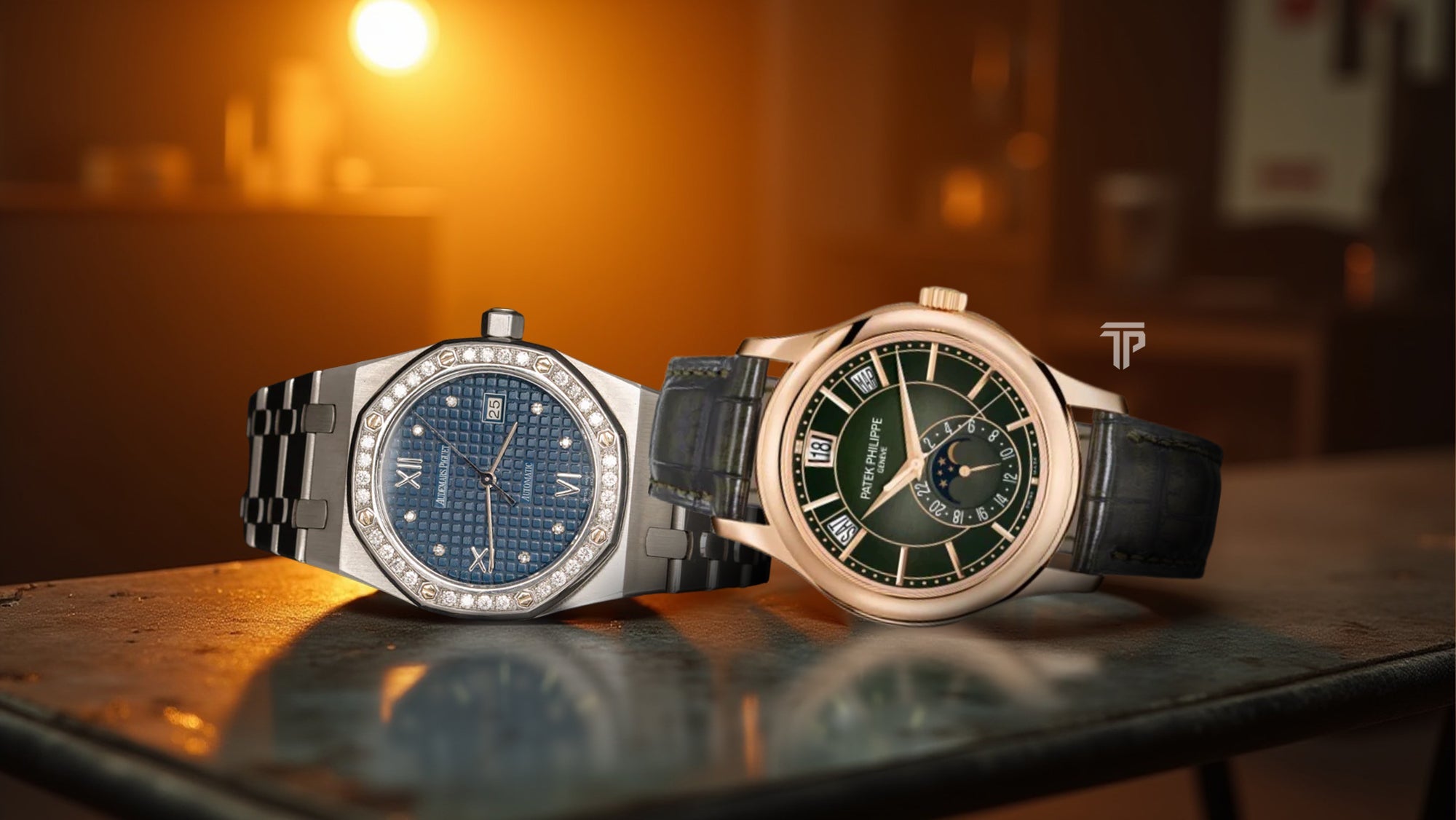 Audemars Piguet vs Patek Philippe side-by-side comparison of Nautilus and Royal Oak luxury watches