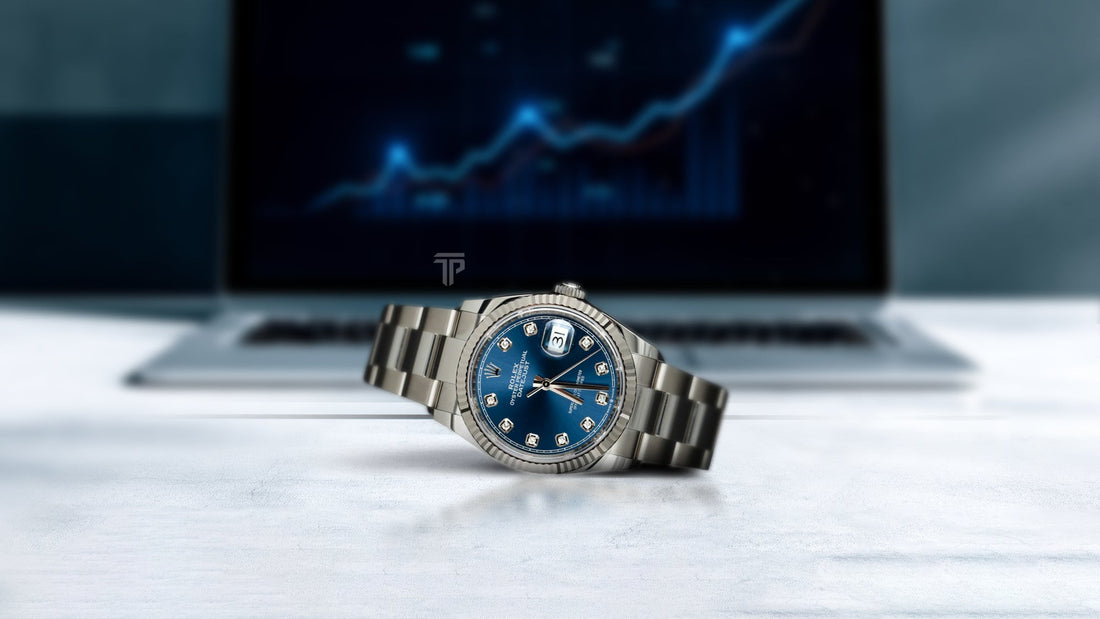  Luxury Rolex watch with Tether crypto logo displayed beside it