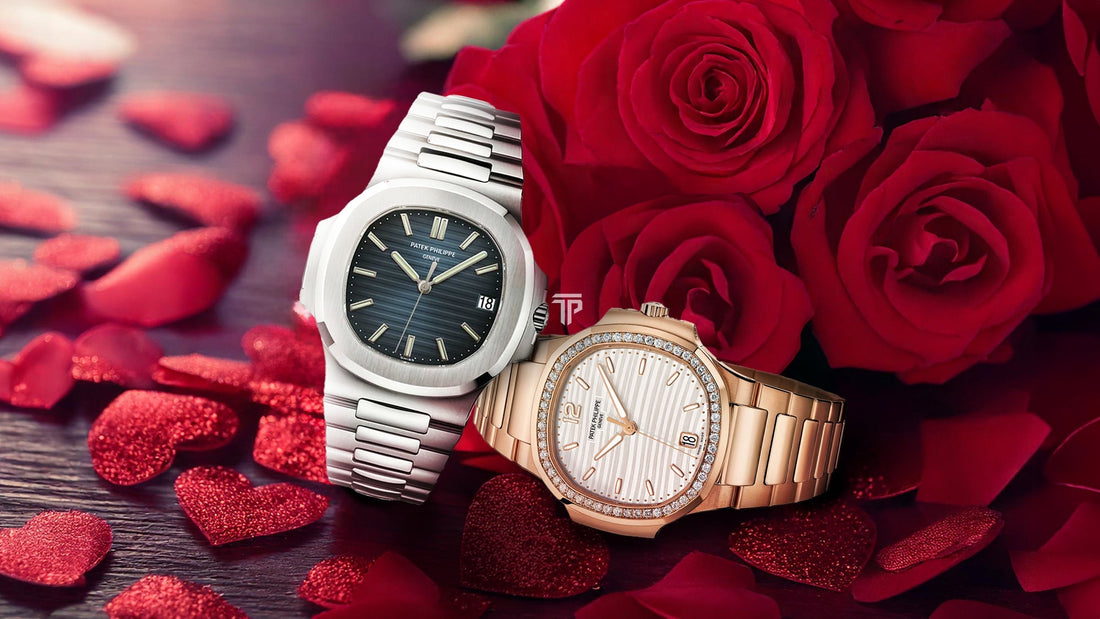 A Valentine’s couple watch featuring luxury designs for her and him.