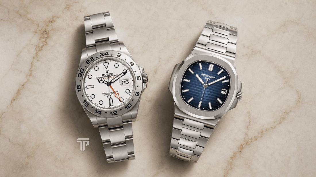 Patek Philippe vs. Rolex comparison showing resale value, collector demand, liquidity, and long-term ownership in 2026