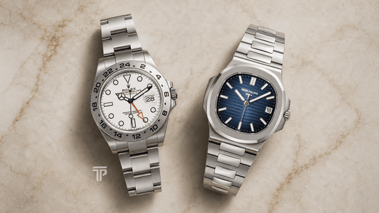 Patek Philippe vs. Rolex comparison showing resale value, collector demand, liquidity, and long-term ownership in 2026