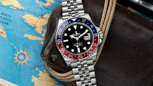 Rolex Pepsi Discontinued GMT-Master II with red and blue bezel viewed by collectors in 2026 luxury watch market