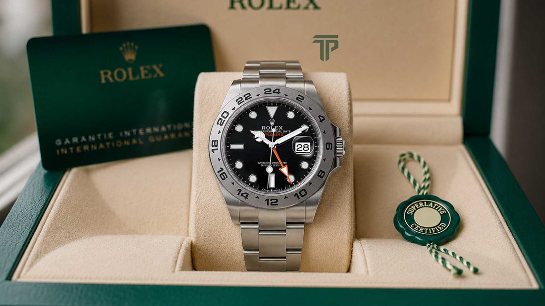 Boost Luxury Watch Resale Value with original box and papers, showing a complete luxury watch set with documents and packaging