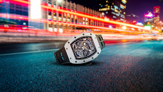 The RM30-01 LeMans Classic with racing green accents and skeletonized dial design inspired by motorsport precision