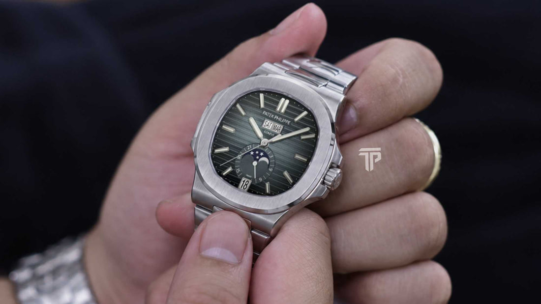 Patek Philippe Nautilus history featuring the iconic porthole case, integrated bracelet, and blue dial