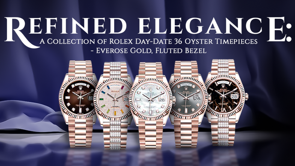 Refined Elegance: A Collection of Rolex Day-Date 36 Oyster Timepieces - Everose Gold, Fluted Bezel
