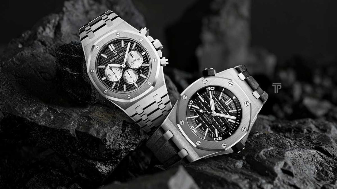 Side-by-side image of Audemars Piguet Royal Oak vs Offshore watches showing detailed differences and design styles