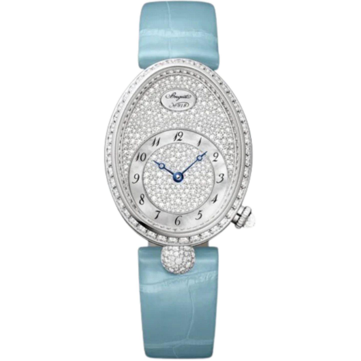 REINE DE NAPLES 8938 36 MM WHITE GOLD WITH MOTHER OF PEARL DIAL