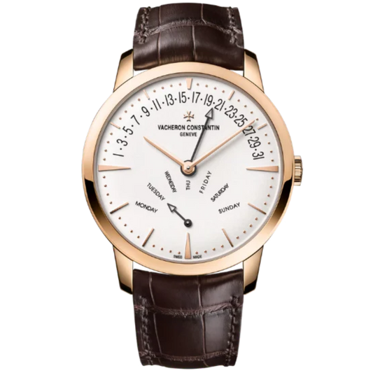 PATRIMONY MOON PHASE RETROGRADE DATE 42 MM PINK GOLD WITH WHITE BRASS DIAL