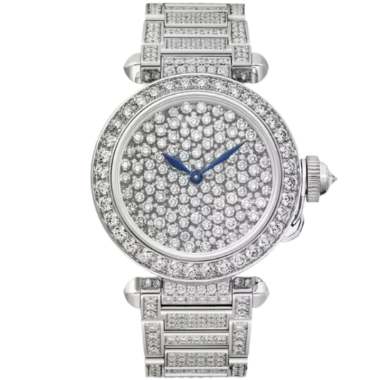 PASHA DE CARTIER 35 MM RHODIUMIZED WHITE GOLD WITH WHITE GOLD DIAL