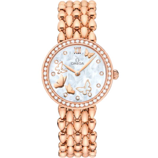 DE VILLE PRESTIGE DEWDROP 27 MM RED GOLD WITH MOTHER OF PEARL DIAL