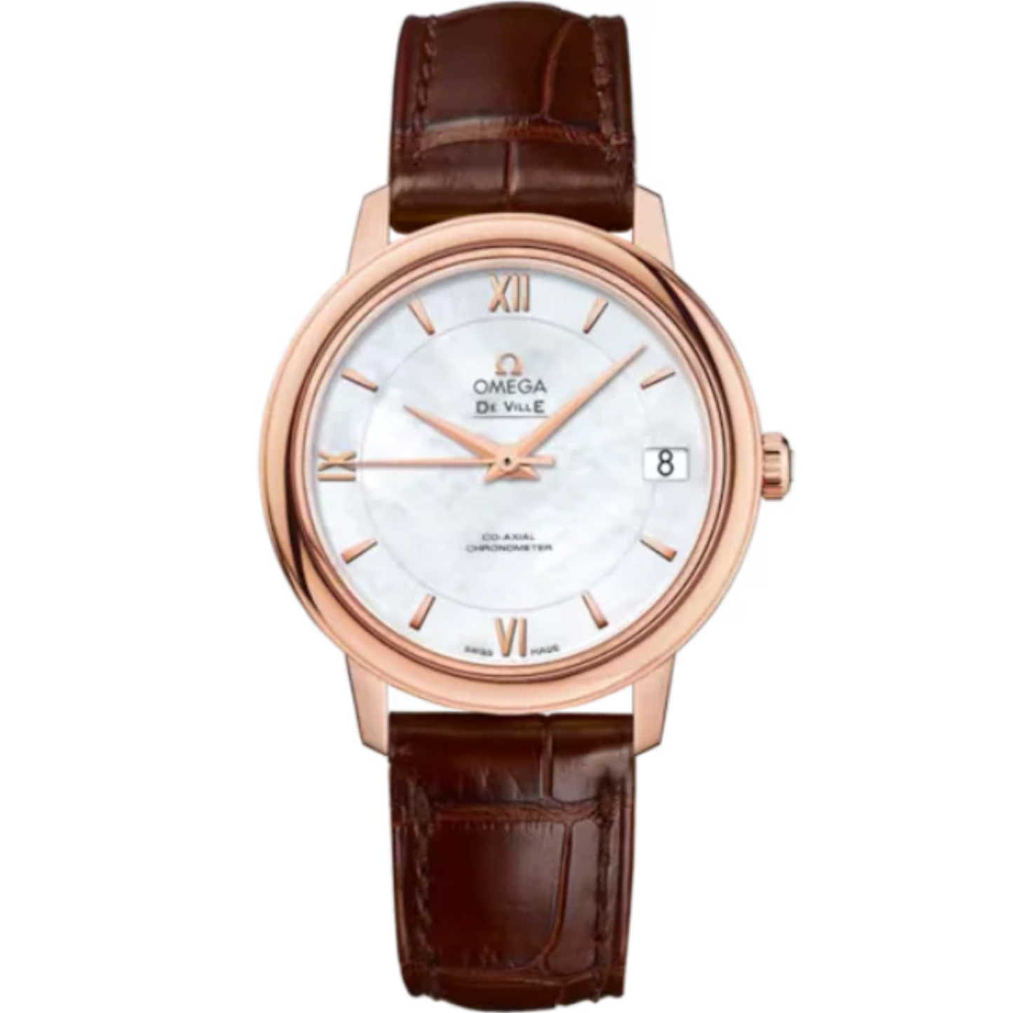 DE VILLE PRESTIGE 33 MM RED GOLD WITH MOTHER OF PEARL DIAL