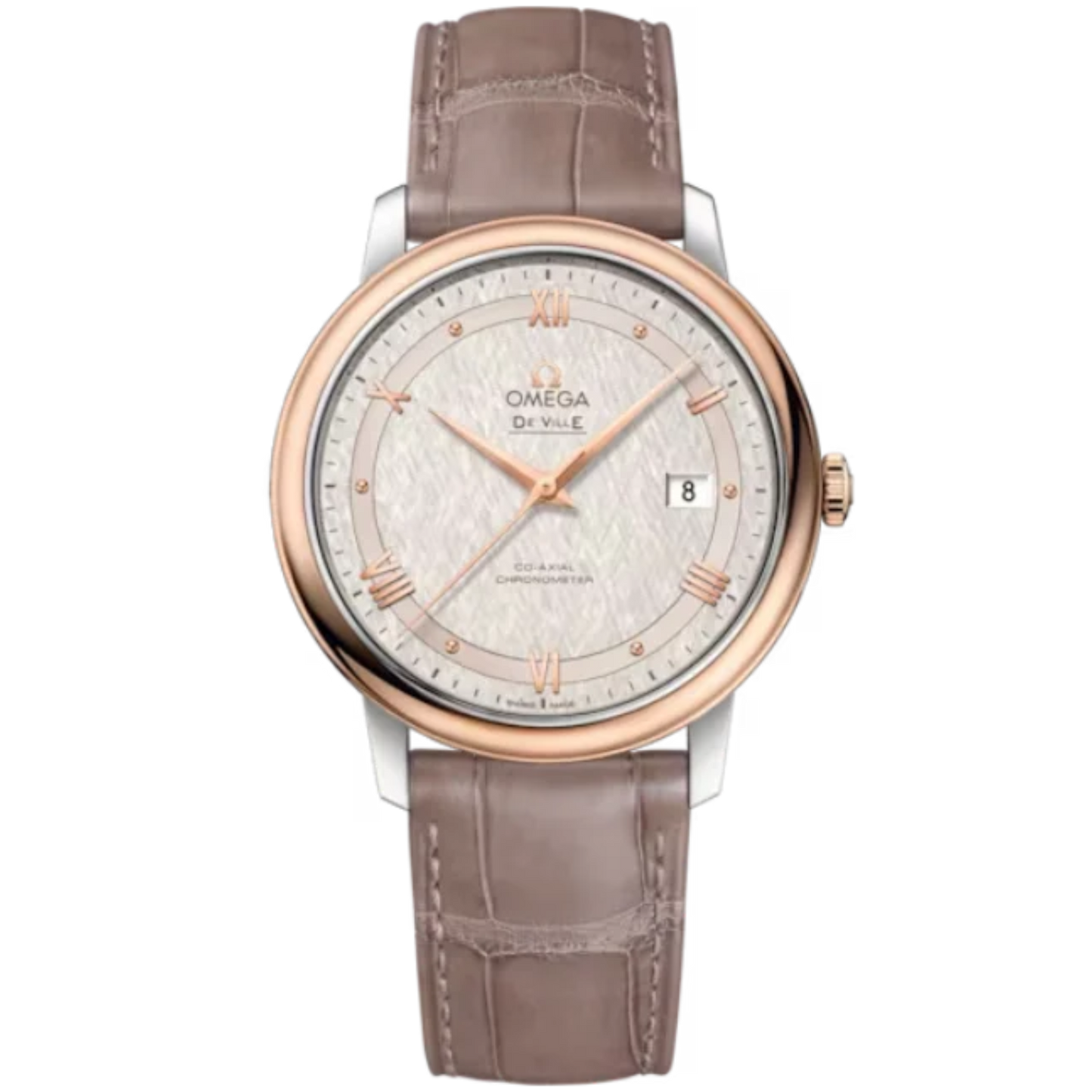 DE VILLE PRESTIGE 39 MM STAINLESS STEEL - RED GOLD WITH SILVER DIAL