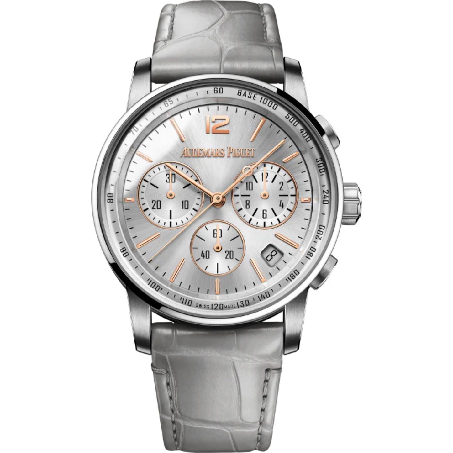 Code 11.59 by Audemars Piguet 41mm Grey Alligator Strap Grey Lacquered Dial With Sunray Pattern Base White Gold Gezel