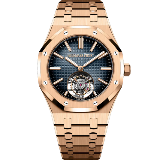 Royal Oak Selfwinding Flying Tourbillon 41MM 18-Carat Pink Gold Bracelet Smoked Blue Dial 18-Carat Pink Gold Case