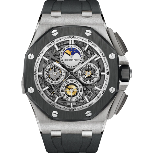 Royal Oak Offshore Grande Complication 44MM Black Rubber Strap Smoked Sapphire Dial Titanium Case Ceramic Bezel