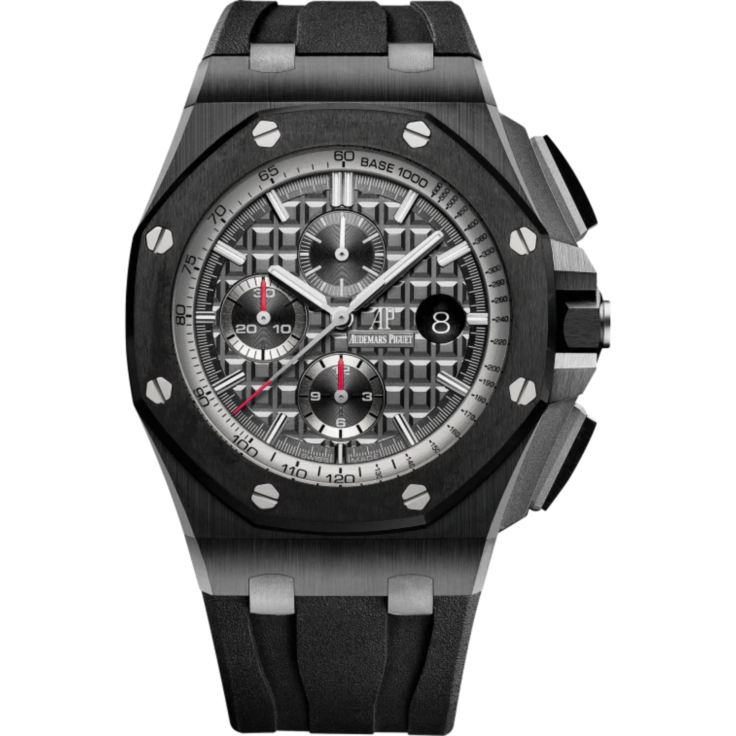 Royal Oak Offshore Chronograph 44MM Black Rubber Strap Anthracite Dial With Méga Tapisserie Pattern Black Ceramic Case and Bezel