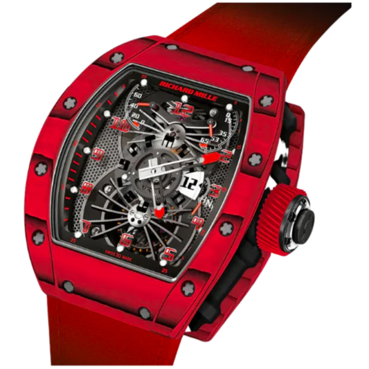 RM 022 Tourbillon Aerodyne Dual Time Red Rubber Strap Carbon TPT Case