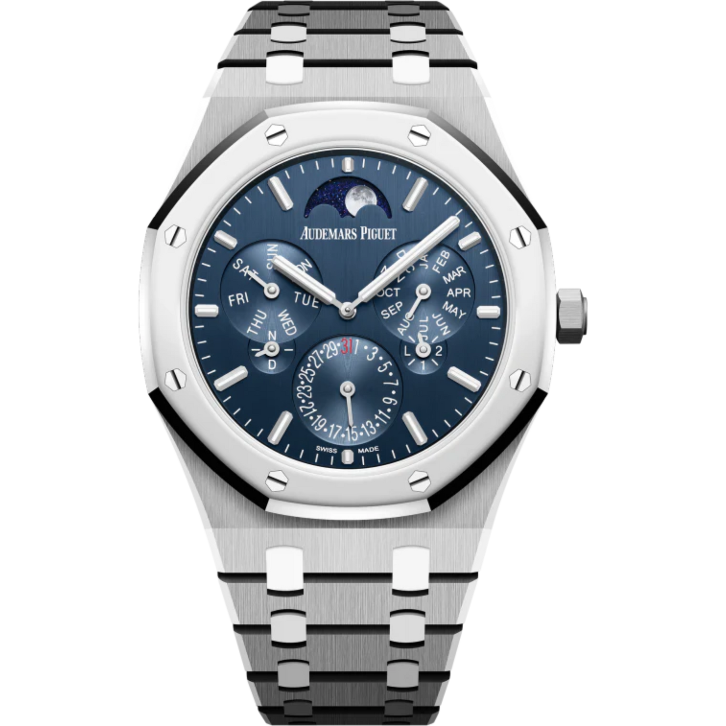 Royal Oak Selfwinding Perpetual Calendar Ultra-Thin 41MM Satin-Brushed Titanium Bracelet Blue Dial Satin-Brushed Titanium Case