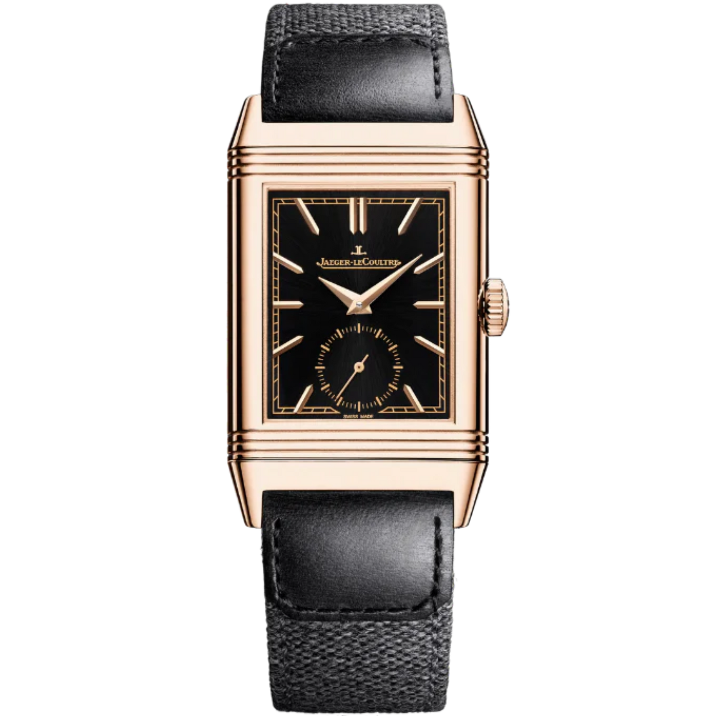 REVERSO TRIBUTE MONOFACE SMALL SECONDS 46 MM 18K ROSE GOLD WITH BLACK SUNRAY BRUSHED DIAL