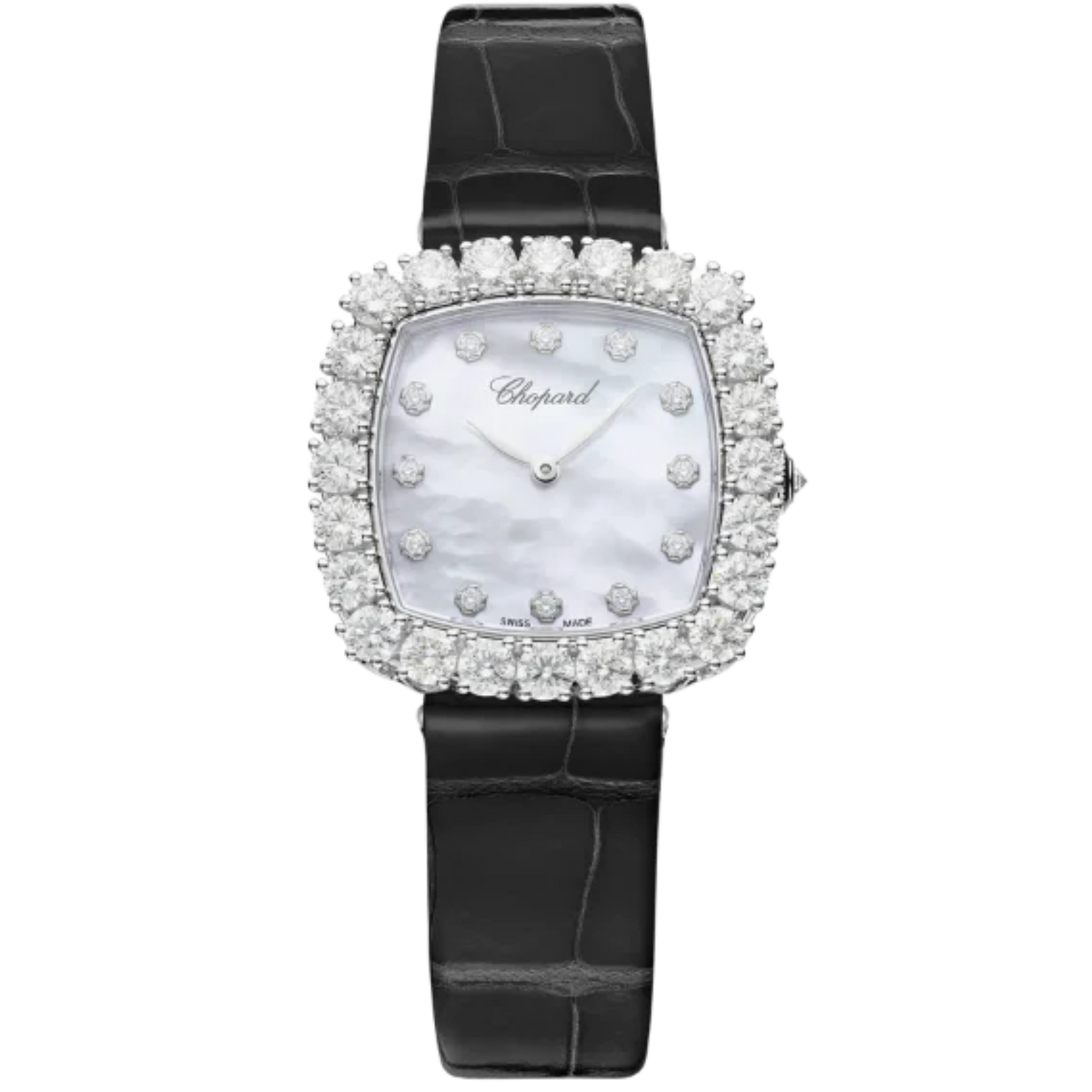 L'HEURE DU DIAMANT 30 MM ETHICAL WHITE GOLD WITH MOTHER OF PEARL DIAL