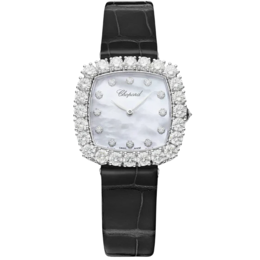 L'HEURE DU DIAMANT 30 MM ETHICAL WHITE GOLD WITH MOTHER OF PEARL DIAL