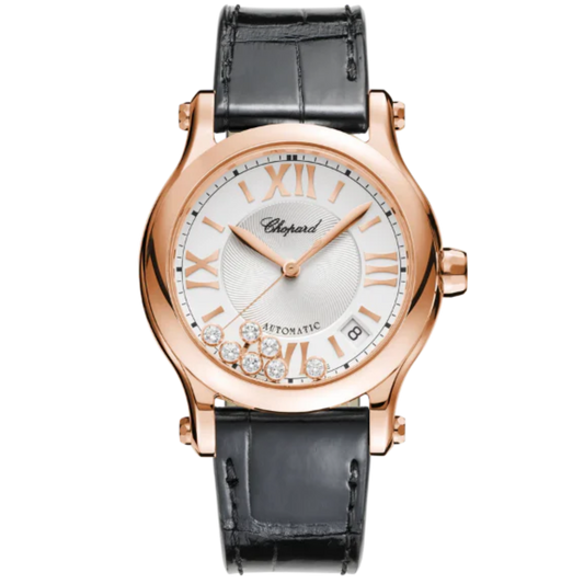 HAPPY SPORT 36 MM ETHICAL ROSE GOLD WITH SILVER DIAL