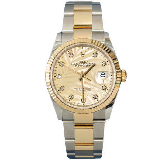Rolex Datejust Ref. 126233 36mm Two Tone SS/YG on oyster Palm Motif