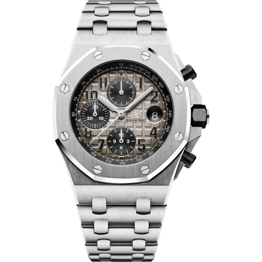 Royal Oak Offshore Chronograph 42MM 950 Platinum Bracelet Smoked Slate Grey Dial With Méga Tapisserie Pattern 950 Platinum Case