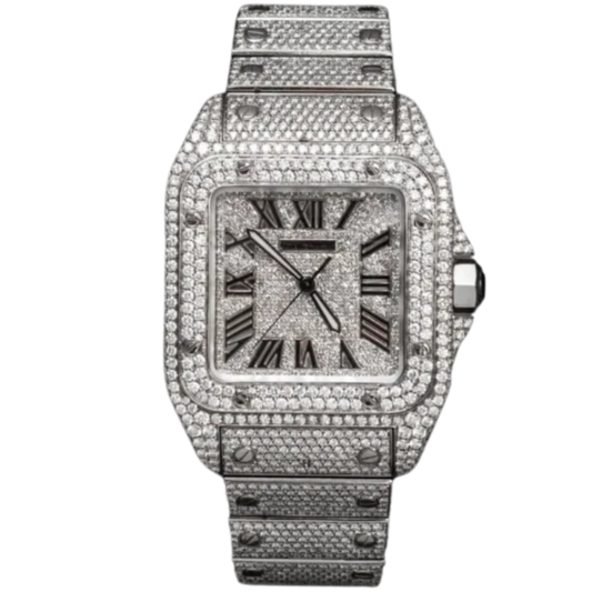 Cartier Steel Santos Bussdown (Dial Too) XL With Black Roman Numerals