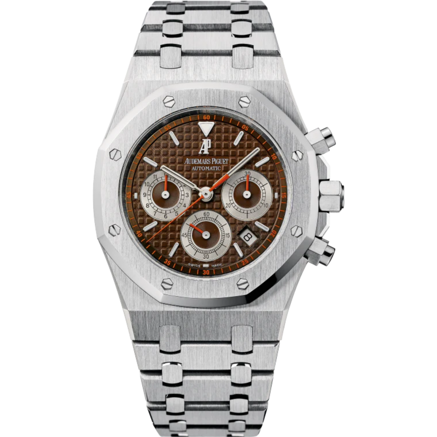 Royal Oak Chronograph 39MM Stainless Steel Bracelet Brown Dial With Grande Tapisserie Pattern Stainless Steel Case