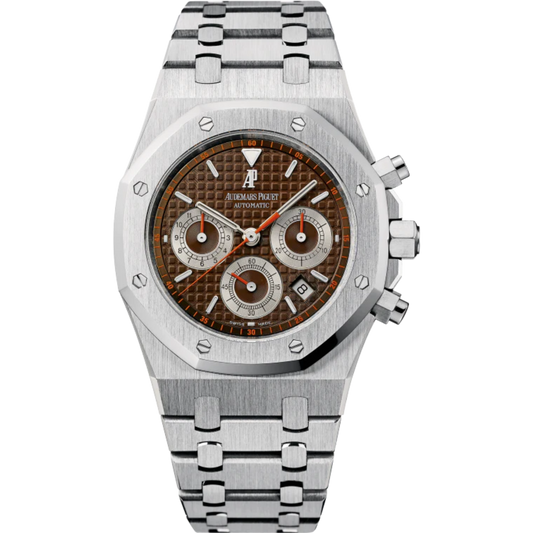 Royal Oak Chronograph 39MM Stainless Steel Bracelet Brown Dial With Grande Tapisserie Pattern Stainless Steel Case