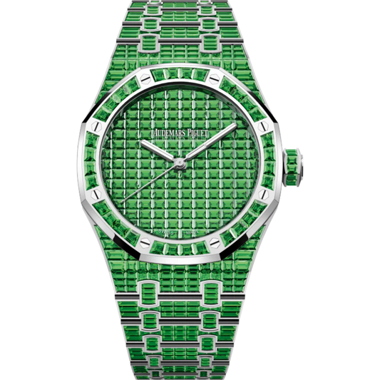 Royal Oak Selfwinding Tsavorite 50th Anniversary 41MM 18-Carat White Gold Bracelet Set 18-Carat White Gold Dial Set 18-Carat White Gold Case Set With Baguette-Cut Tsavorites