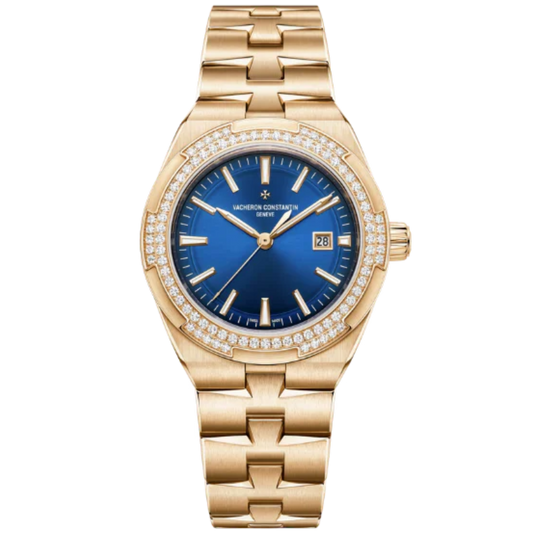 OVERSEAS SELF-WINDING 35 MM 18K PINK GOLD WITH BLUE BRASS DIAL