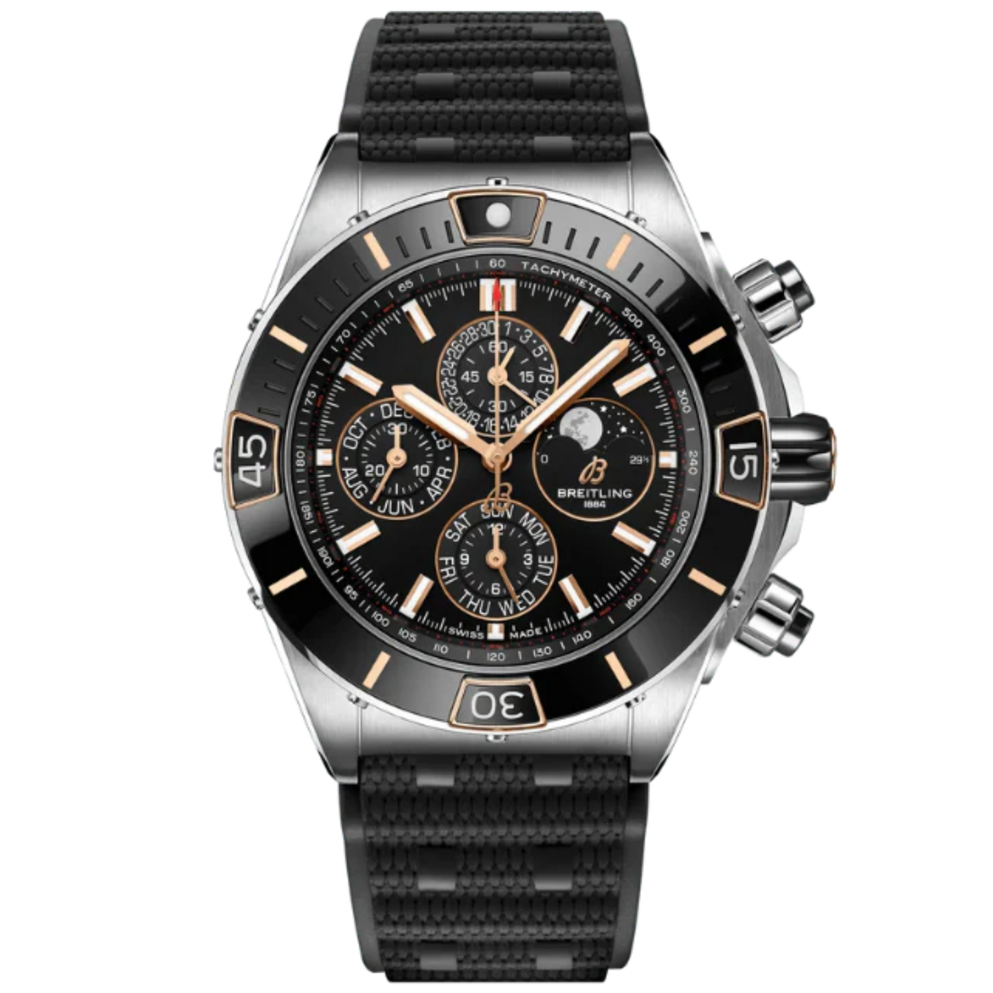SUPER CHRONOMAT FOUR-YEAR CALENDAR 44 MM STAINLESS STEEL & 18K ROSE GOLD WITH BLACK DIAL