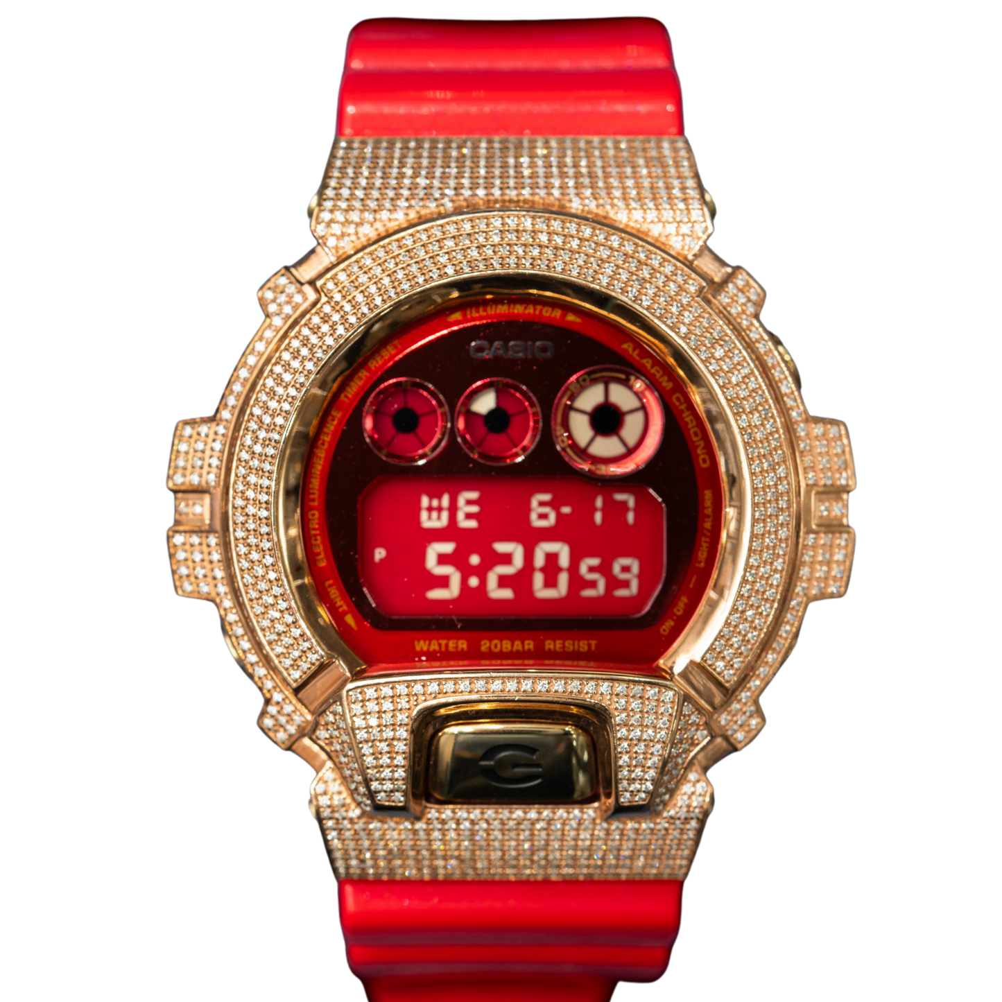 Casio Iced Out G Shock Rose Gold w Red Dial "The Year of the Ox"