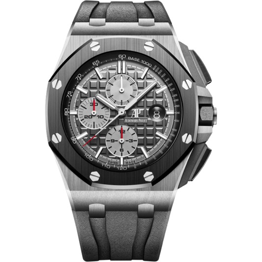 Royal Oak Offshore Chronograph 44MM Black Rubber Strap Slate-Grey Dial With Méga Tapisserie Pattern Titanium Case