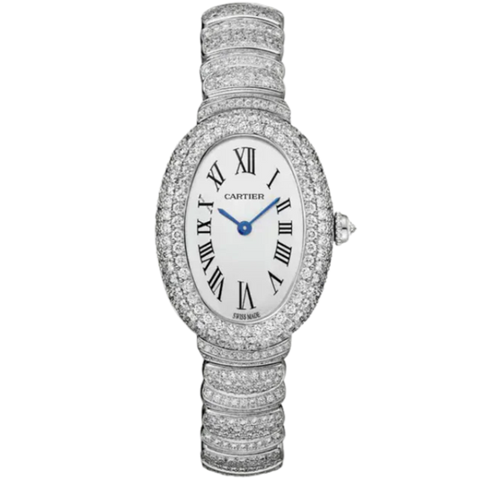 BAIGNOIRE DE CARTIER 31 MM RHODIUM FINISH WHITE GOLD WITH SILVER DIAL