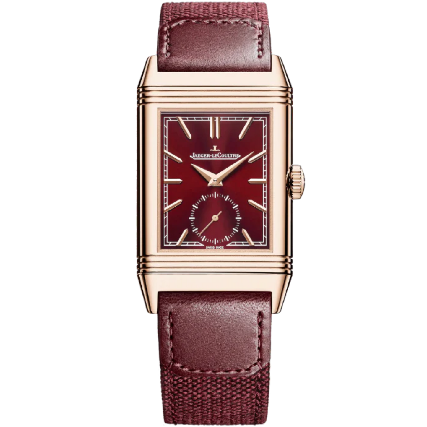 REVERSO TRIBUTE MONOFACE SMALL SECONDS 46 MM 18K ROSE GOLD WITH BURGUNDY SUNRAY BRUSHED DIAL