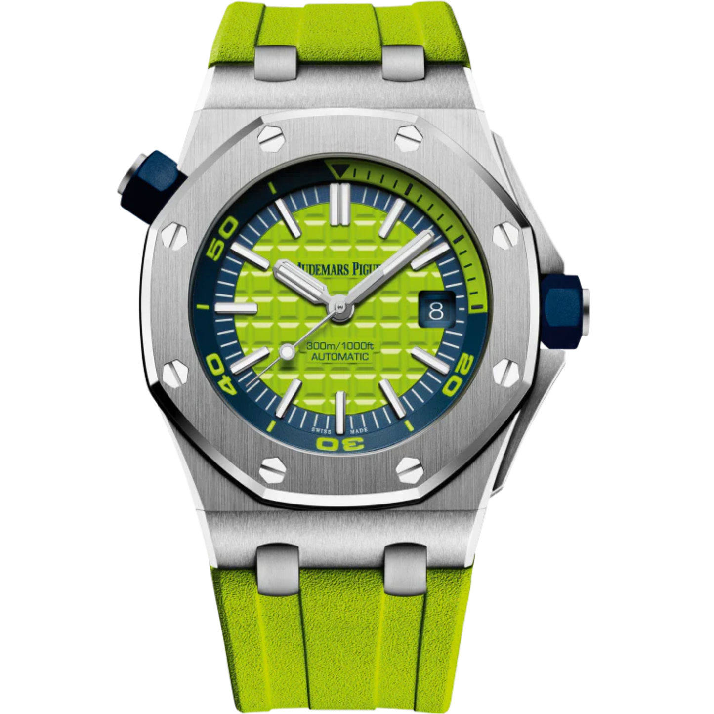 Royal Oak Offshore Diver 42MM Green Rubber Strap Green Dial With Méga Tapisserie Pattern Stainless Steel Case