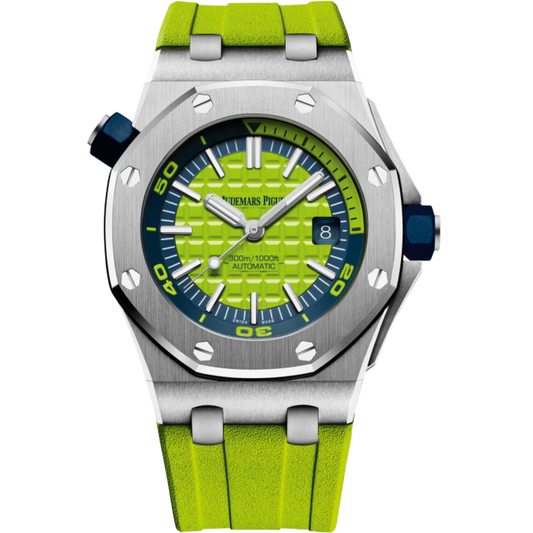 Royal Oak Offshore Diver 42MM Green Rubber Strap Green Dial With Méga Tapisserie Pattern Stainless Steel Case