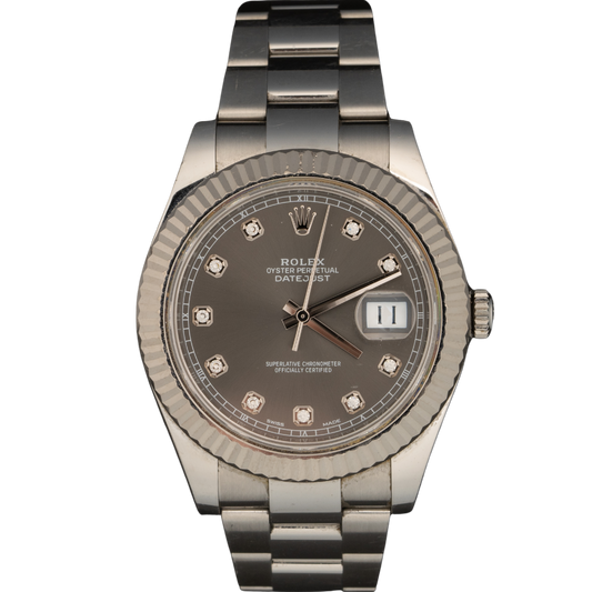 Rolex Datejust Ref. 116334 41MM Stainless Steel Rhodium Diamond Dial on Oyster