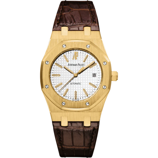 Royal Oak Selfwinding 39MM Brown Crocodile Strap Silvered Dial 18-Carat Yellow Gold Case