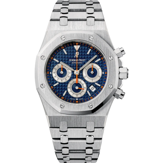 Royal Oak Chronograph 39MM Stainless Steel Bracelet Blue Dial With Grande Tapisserie Pattern Stainless Steel Case