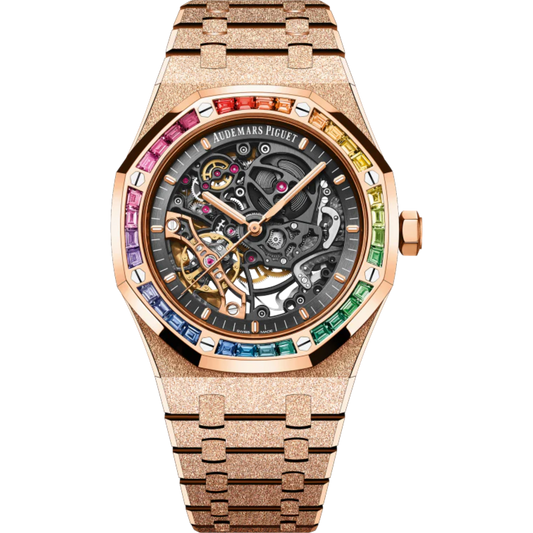 Audemars Piguet Royal Oak Ref. 15412OR.YG.1224OR.01 Frosted Gold Double Balance Wheel 41MM Rose Gold Openworked Dial