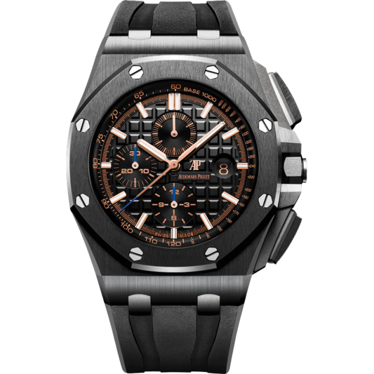 Royal Oak Offshore Selfwinding Chronograph 44MM Black Rubber Strap Black Dial With Méga Tapisserie Pattern Black Ceramic Case and Bezel