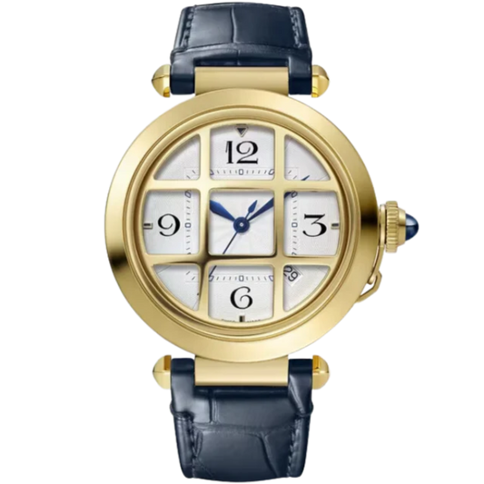 PASHA DE CARTIER 41 MM YELLOW GOLD WITH REMOVABLE GRID AND SILVER FLINQUE DIAL